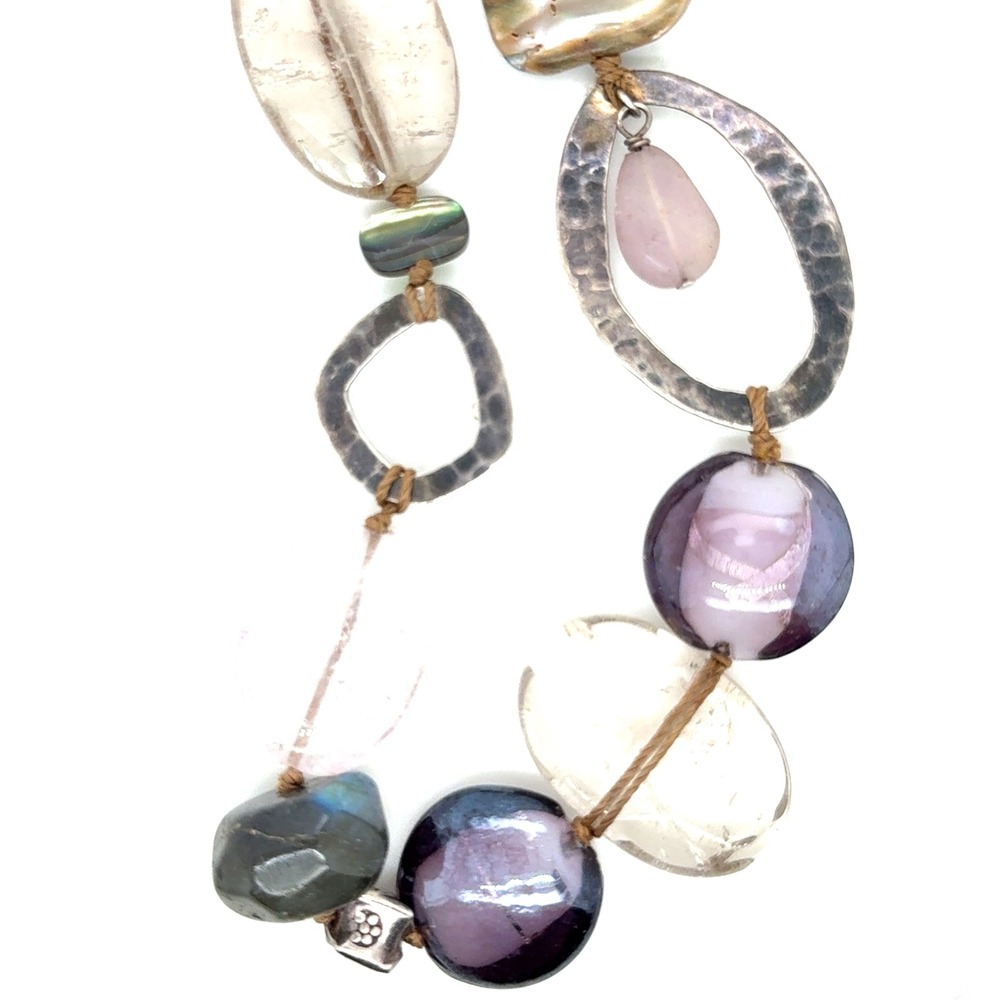 Silpada Sterling Silver Mixed Stone Link Necklace 24" N2104